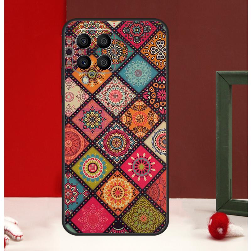 Vintage Retro Lattice Flower Case For Samsung Galaxy M13 M53 M56 M52 M32 M16 M11 M21 M31 M35 M12 M14 M15 M36 M55 M34 M54