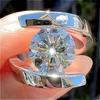 Fashion Classic Designed Silver Color Women's Engagement Anniversary Wedding Ring Inlaid Sparkling Synthetic Zirconia Jewelry