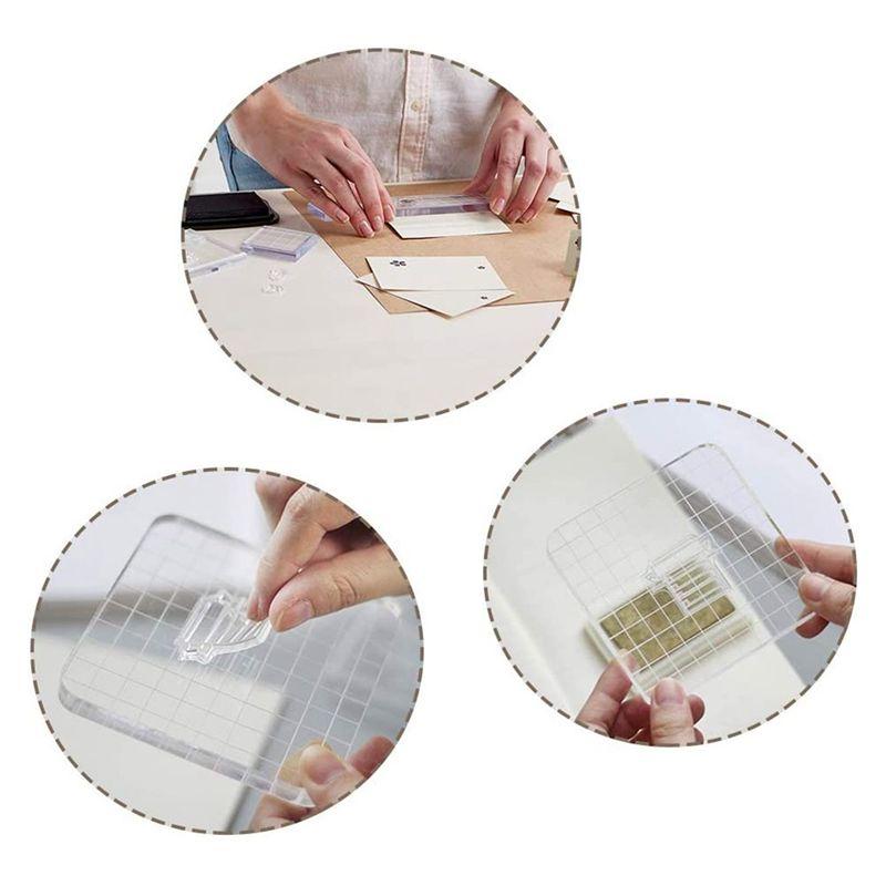 A60Z12 Pieces Stamp Blocks Acrylic Clear Stamping Blocks Tools With Grid Lines For Scrapbooking Crafts Makingmay