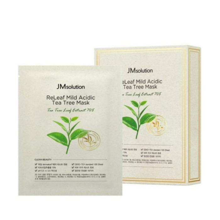 JMSOLUTION ReLeaf Mild Acidic Tea Tree Mask, 30 Ml × 10 Sheets × 4 Boxes
