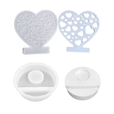 Candle Base Gypsum Mould Heart Shaped Candle Holder Mold Decorative Silicone Ornament Mould Practical Jewelry Tool