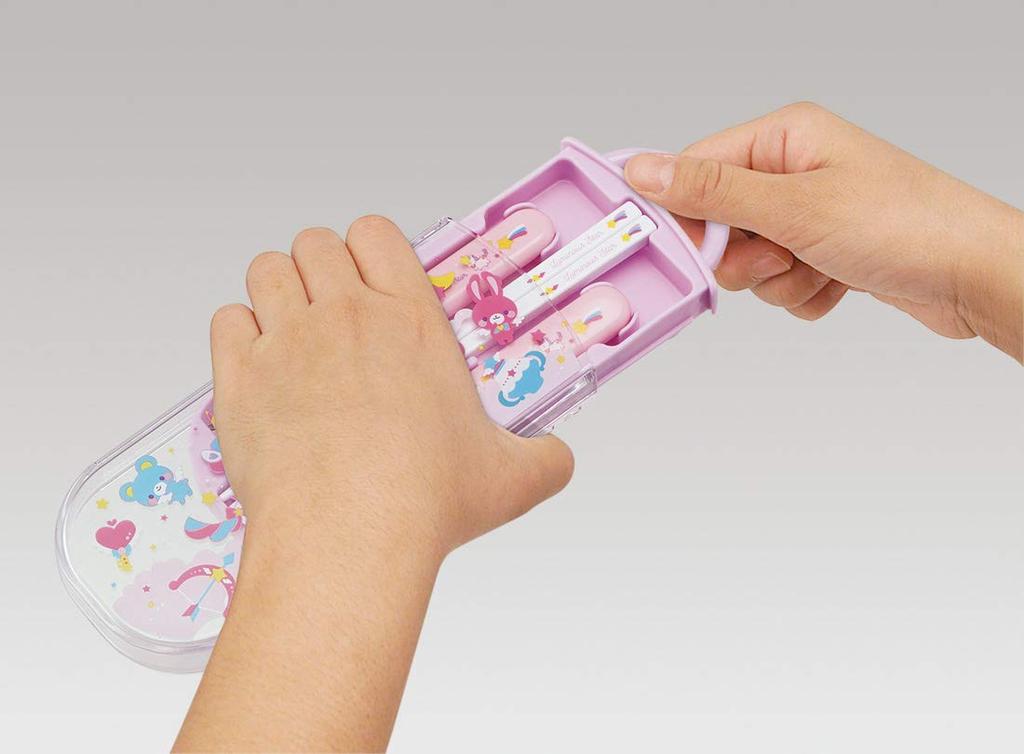 Skater Antibacterial Slide Trio Set Unicorn Made In Japan Children's (Lunch Box, Chopsticks, Spoon, Fork) - Design, (TACC2AG-A)