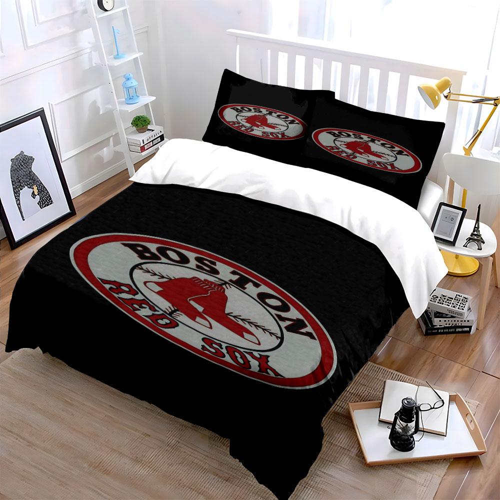 "Boston Red Sox Logo Bedding Design" Print Bedding Set Duvet Cover Pillowcases (1* Duvet Cover 2* Pillowcases Do Not Include Comforter)