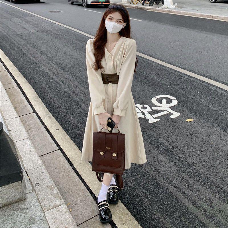 

Rebellious Heiress - Chic French Tea Break Slimming Shirt Dress, Waist-Cinched for a Sophisticated Spring Look S up to 45kg