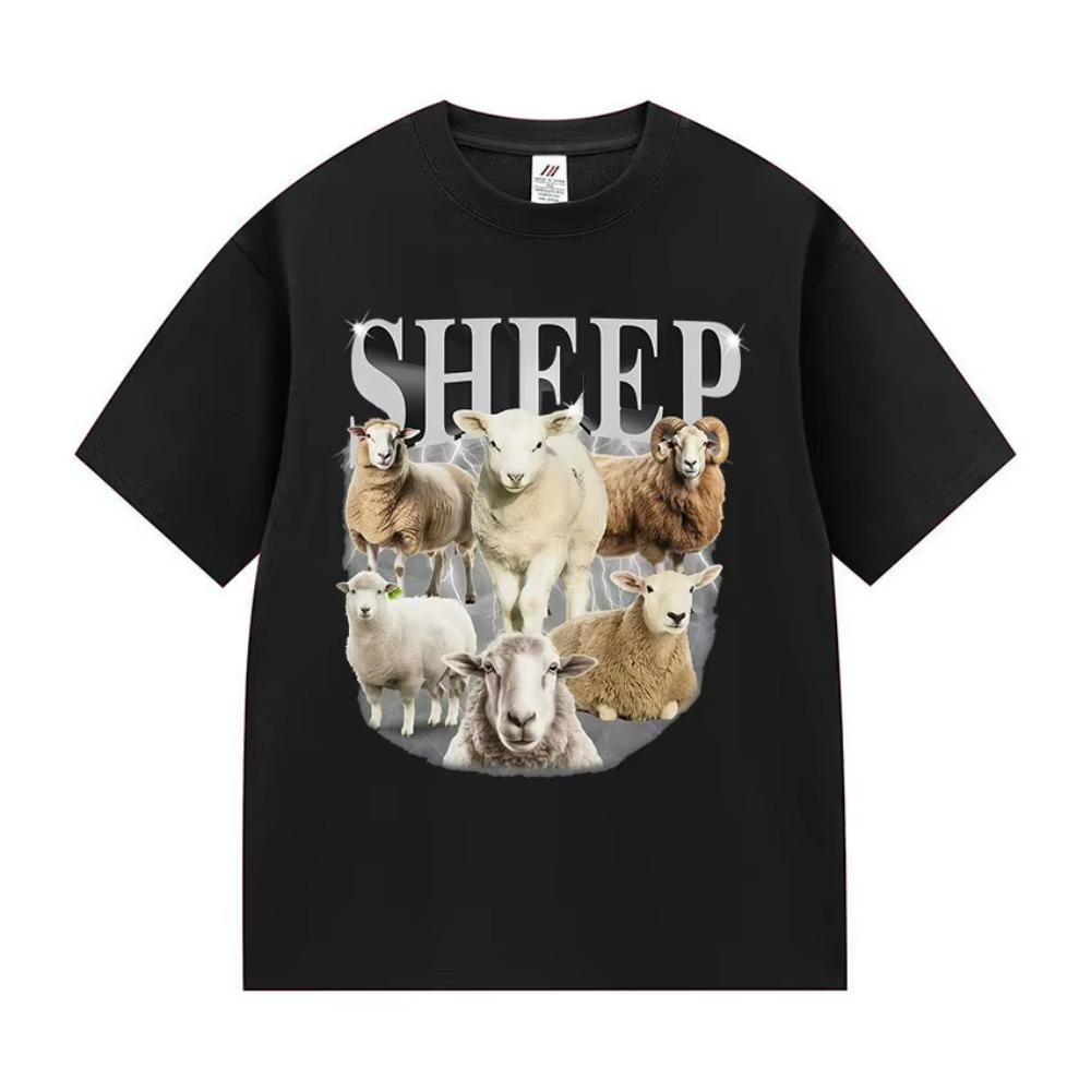 Wash Tee Sheep Funny Cute Sheeps Graphic Tshirt Unisexs Women Summer ONeck Short Sleeve T Shirts Retro Oversized 100 Cotton Tees