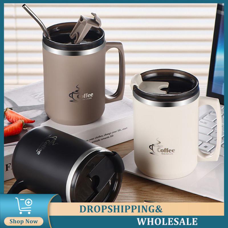 

Студенческая чашка Прочная, легко моется Удобная инновационная дорожная чашка Кофейная чашка Безопасный материал Офисная чашка для воды Стакан для воды 304 Liner коричневый