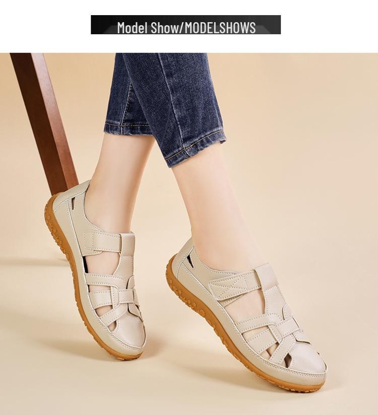 Plus Size Summer Retro Sandals: Soft Sole Velcro Beach Shoes for Women