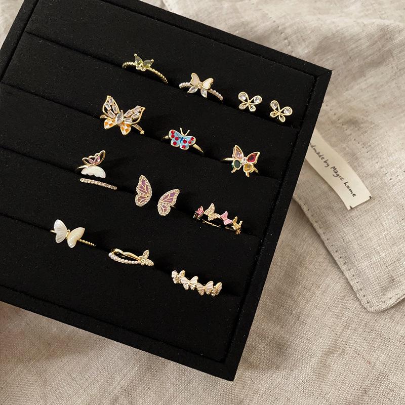 Exquisite Colorful Butterfly Open Ring Collection for Women: Unique, Fashionable, Versatile Finger Rings