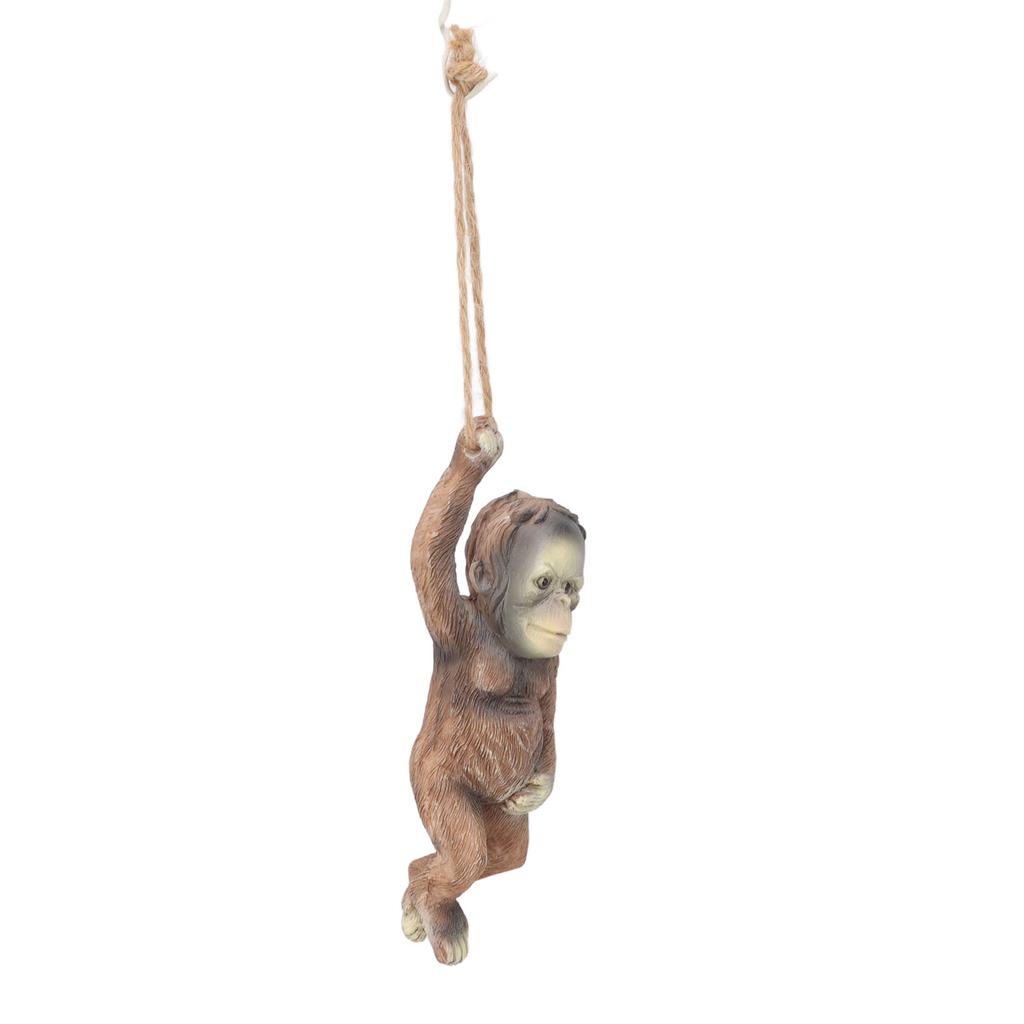 Baby Monkey Hanging Statue Exquisite Carving Resin Brown Monkey Sculptures for Trees Gardens
