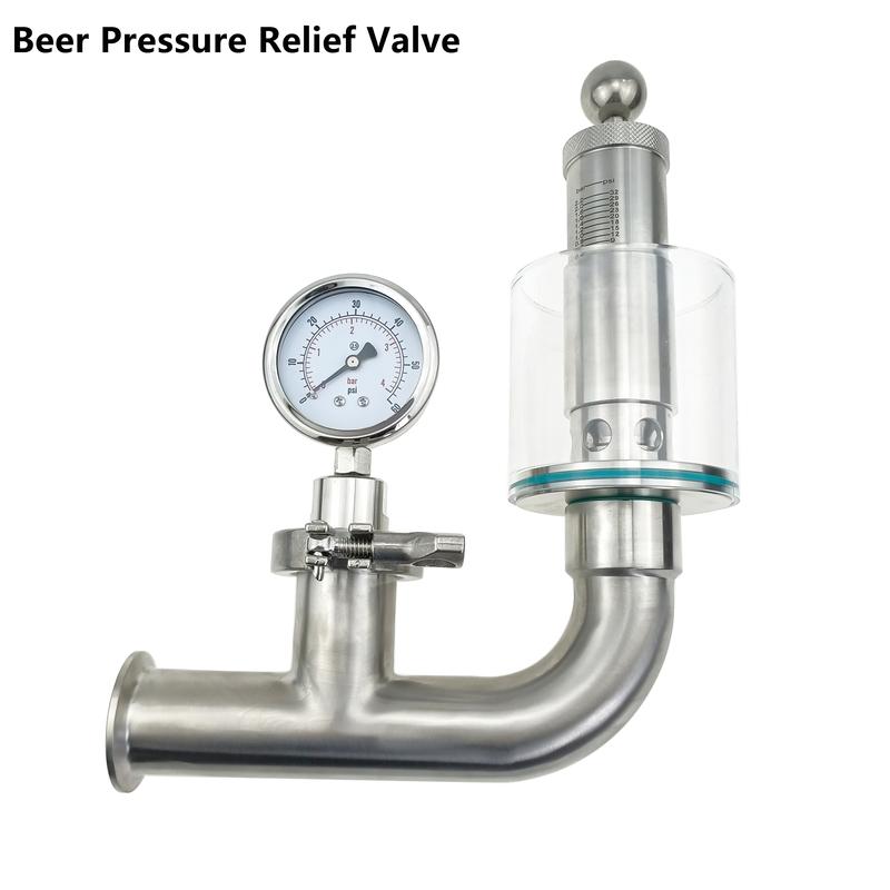 Sanitary Beer Pressure Relief Valve 1.5" TC 50.5mm Fermentation Tank Exhaust Valve with Pressure Gauge for Home Brew