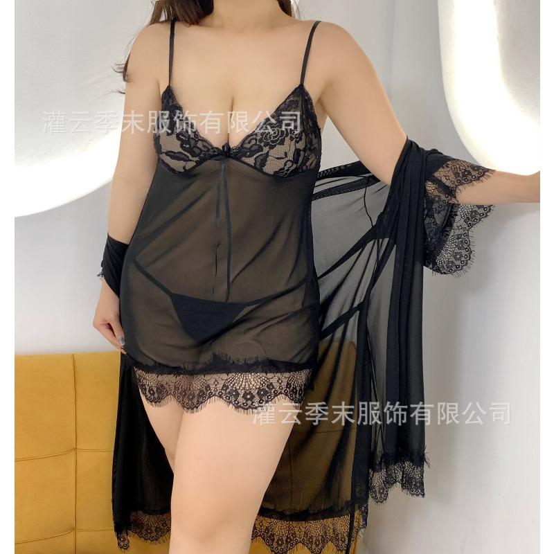 Sex Unterwäsche sexy Haus Strapsnetz Set große Größe fette MM Nachthemd