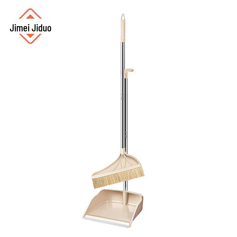 Boar Bristle Broom and Comb-Tooth Dustpan Set