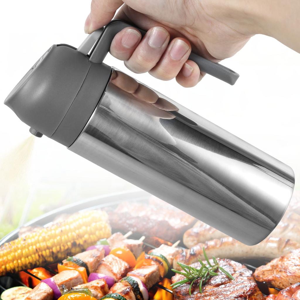 Oil Sprayer and Dispenser 304 Stainless Steel Oil Dispenser Spray Bottle 500ml Refillable Oil Dispenser Bottle for Home Cooking
