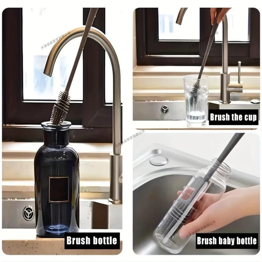 Long Handled Silicone Cup Cleaning Brush Glass Cleaner Cleaning Cups Bottles Without Any Dead Corners Gaps Kitchen Tools