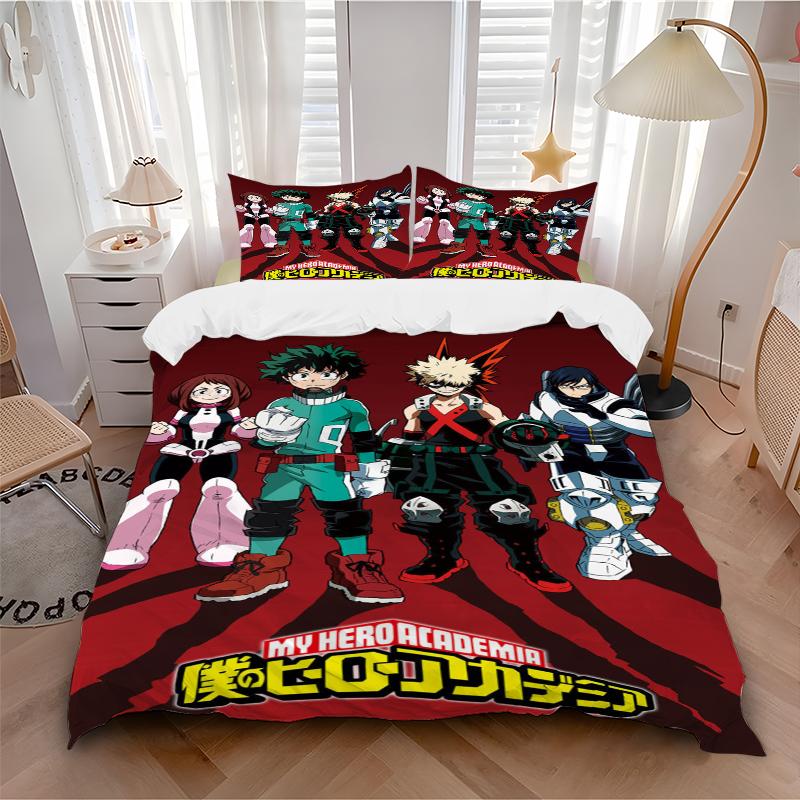 3Pcs Heroic Adventures Unite Bedding Set Soft Fabric Duvet Cover Pillowcases Christmas Xmas Halloween Gift 1 Duvet Cover 2 Pillowcase L1374