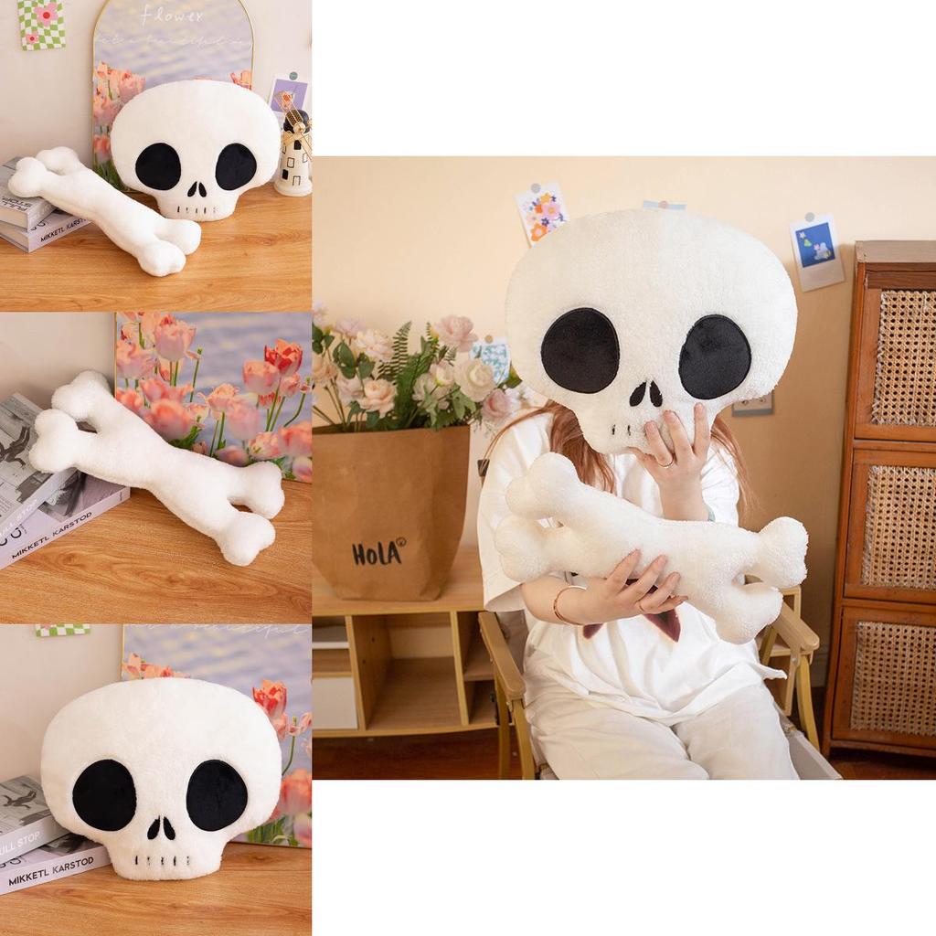 Adorable Halloween Skeleton Skull Plush Toy With Realistic Design Ideal For Festive Home Decor