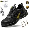 Rotating Button New Safety Shoes Men Anti-smash Anti-puncture Work Shoes Fashion Men Sport Shoes Security Protective Boots