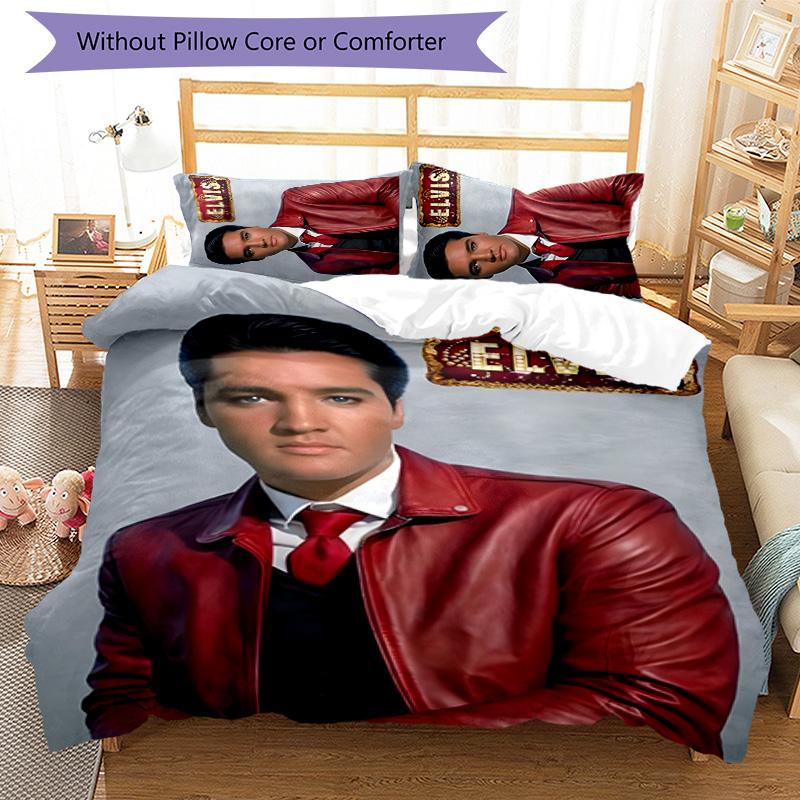 Elvis 3pcs Bedding Set Duvet Cover Closure Includes 1 Duvet Cover & 2 Pillowcases for All Seasons Bedroom Home Dorm Decor