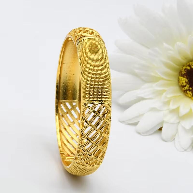 Luxus Dubai Brautarmreifen Geschenk 24K Gold Plated Indische Afrikanische Armbänder Charm Hochzeit Nigerianische Arabische Hand Schmuck für Frauen