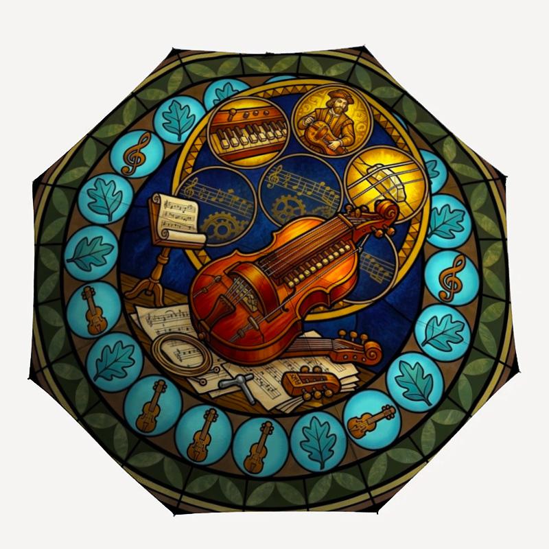 Musicians Legacy pattern umbrella, portable and foldable design, 8 ribs, a casual accessory for Halloween, Christmas, and birthday gifts.