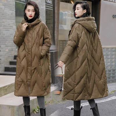 Women's Clothing Down Jacket White Duck Down Thickened Below The Knee Fashionable Loose Fit Stylish Plus Size Warm