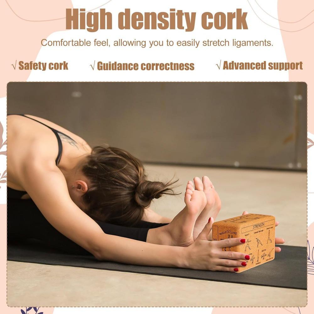 High-Density Cork Yoga Bricks for Adults - Dance Practice, Yoga Stretching & Leg Pressing Aid