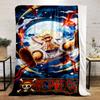 One Piece Luffy Gear 5 Anime Design Blanket Flannel Blanket for Bedroom, Living Room, Sofa, and Nap Sofas
