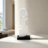 Wooden Facial Profile Decor with Rectangular Base Modern Geometric Cutout