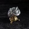 Vintage Thai Silver Curly Cat Adjustable Finger Rings For Men Women Fashion New Jewelry Couple Gift Party Glamorous