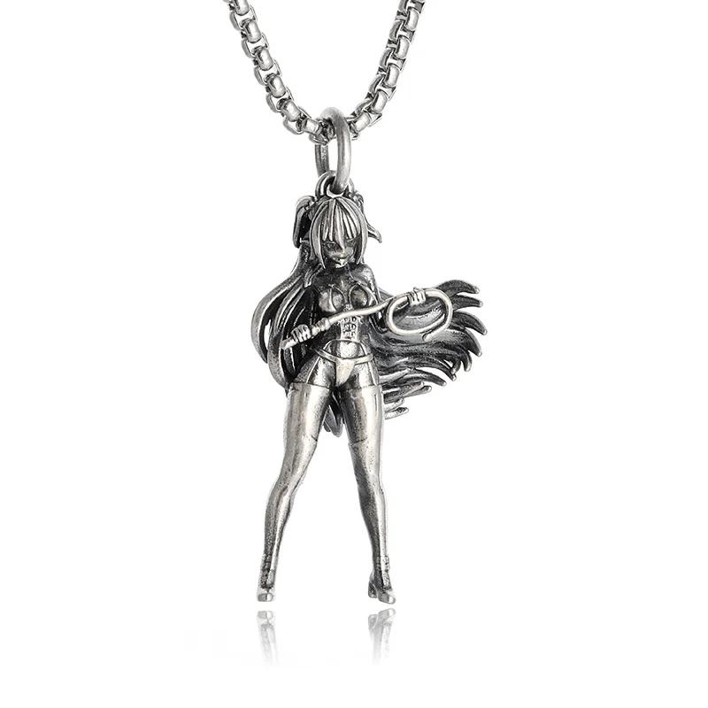 Classic Punk Mechanical Angel Warrior Pendant Necklace Men\\\\'s High Quality Metal Rock Biker Jewelry