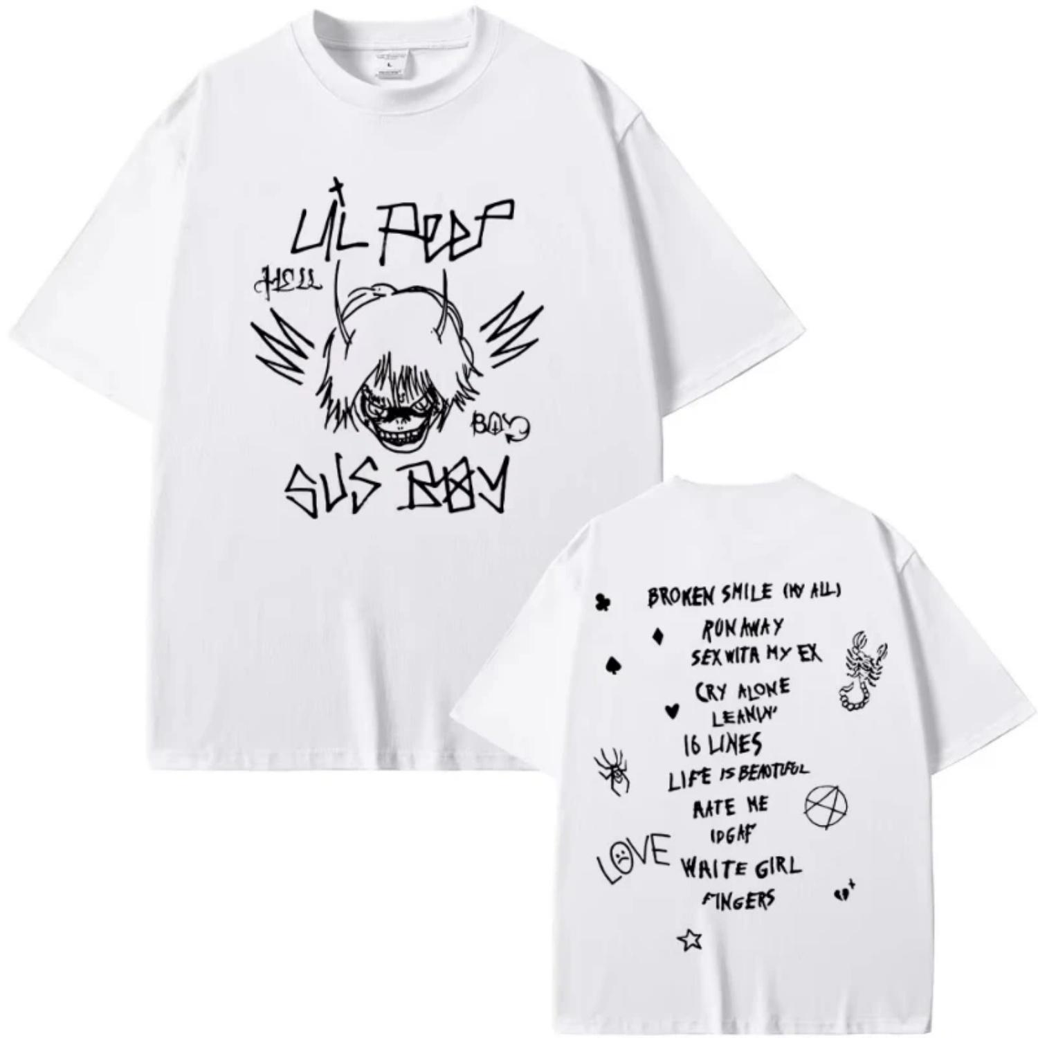 Hot Rapper Lil Peep Sus Boy Graphic T-shirts Come Over When You re Sober T Shirts Men Women Fashion Hip Hop Oversized T-shirt S чёрный