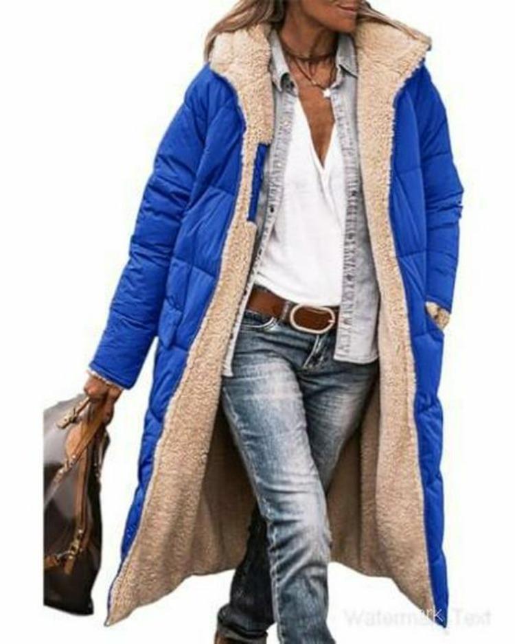 Slim Fit Double Sided Hooded Cotton Cardigan Jacket Long Sleeve Solid Color Coat