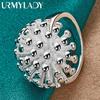 925 Sterling Silver Round Coral 5 6 7 8 9 10 Ring Charm Fashion Jewelry