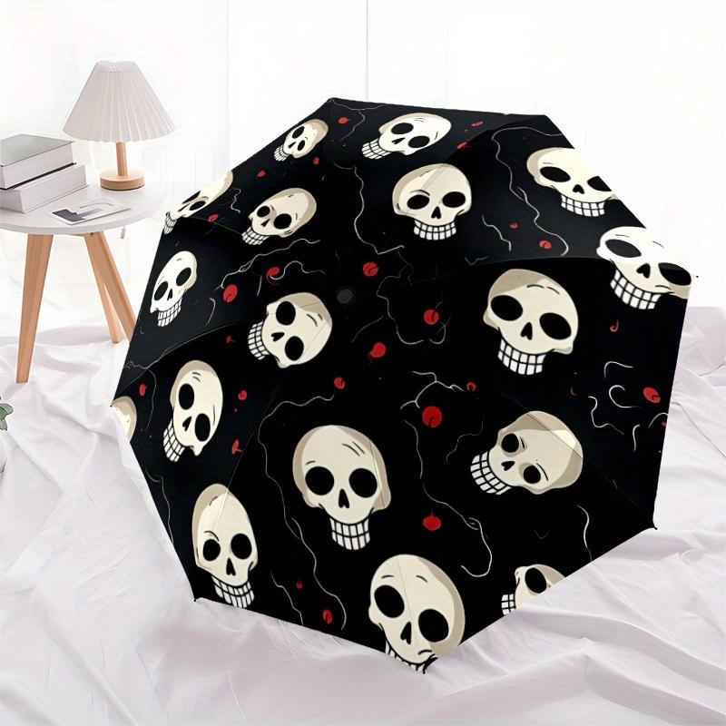 1pc Skull Pattern Automatic Opening/Closing Folding Umbrella with 39 Ribs, Plastic Handle, Windproof Portable Sunshade Umbrella Y250726079