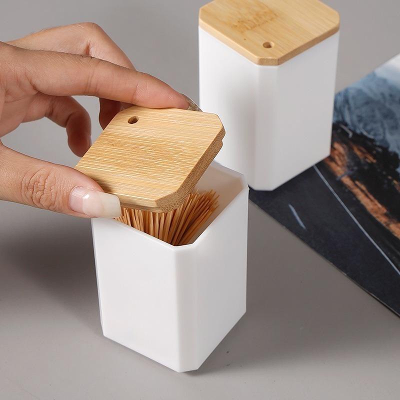 1pc Modern Toothpick Holder - Portable & Stylish Square Design, Durable Plastic Toothpick Dispenser with Easy-Access Slot for Kitchen, Living Room