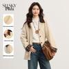 Women's Color-Block Lapel Windbreaker Coat