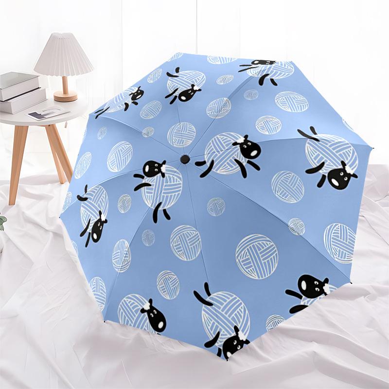 1pc Sheep Yarn Automatic Open/Close Umbrella, Windproof, Folding Compact Umbrella with Lightweight Design for Women/Men085