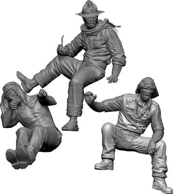 Thunder Model British Long Range Desert Volunteer Corps Figure Set 3 Pieces Plastic Model TBF3503 1/35 (LRDG) Vol.2