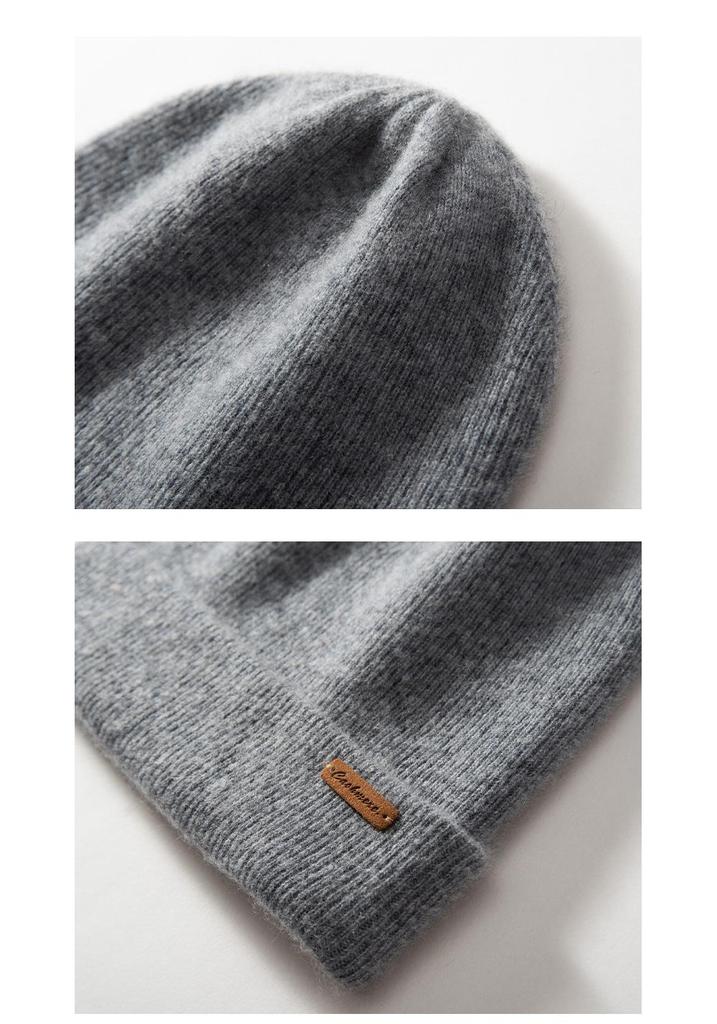 Unisex Double-Layer Cashmere Knit Hat – Warm Slouchy Beanie with Ear Protection for Autumn/Winter