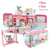 Koala Diary Dollhouse Home Pretend Toys Miniature Furniture Bus Dolls Accessories Girls Diy Toys Miniature Scene Doll House Gift