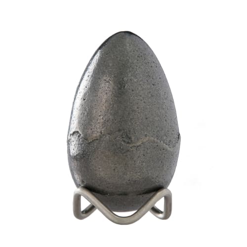 Made in Japan with Nanbu Iron, "The Iron Egg" Iron and Health Iron Egg and Stainless Steel Stand Set
