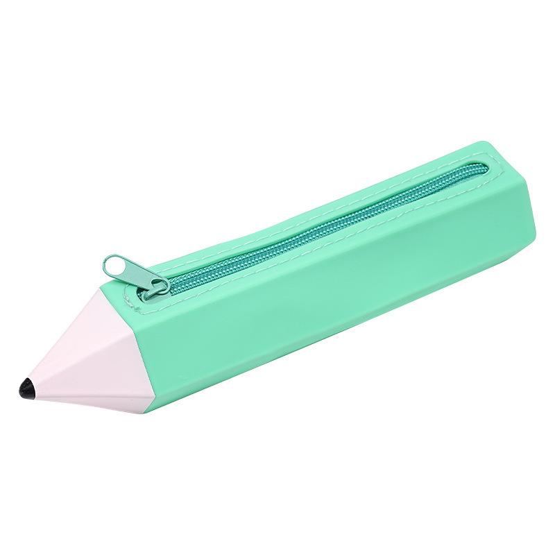 Silicone pencil-shaped pencil case/stationery bag, soft and easy to clean, simple student stationery bag