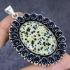 Natural Dalmation Jasper, Onyx 925 Sterling Silver Jewelry Pendant 2.76" ETC-13794