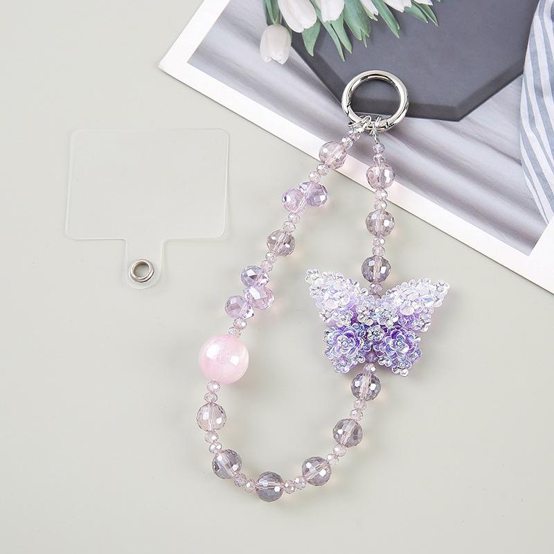 Short Butterfly Beaded Phone Charm Bag Pendant Ins Style