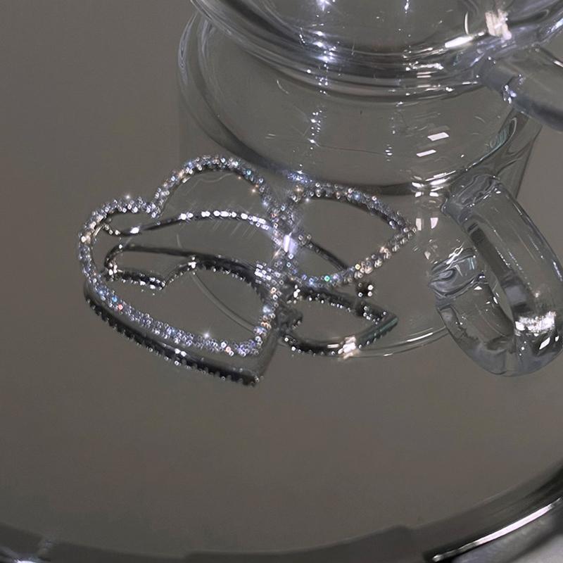 Double Rhinestone Hollow Heart Ear Cuffs Women Shiny Crystal Love Earcuff Fake Earrings No Piercing Ears Jewelry Bijoux