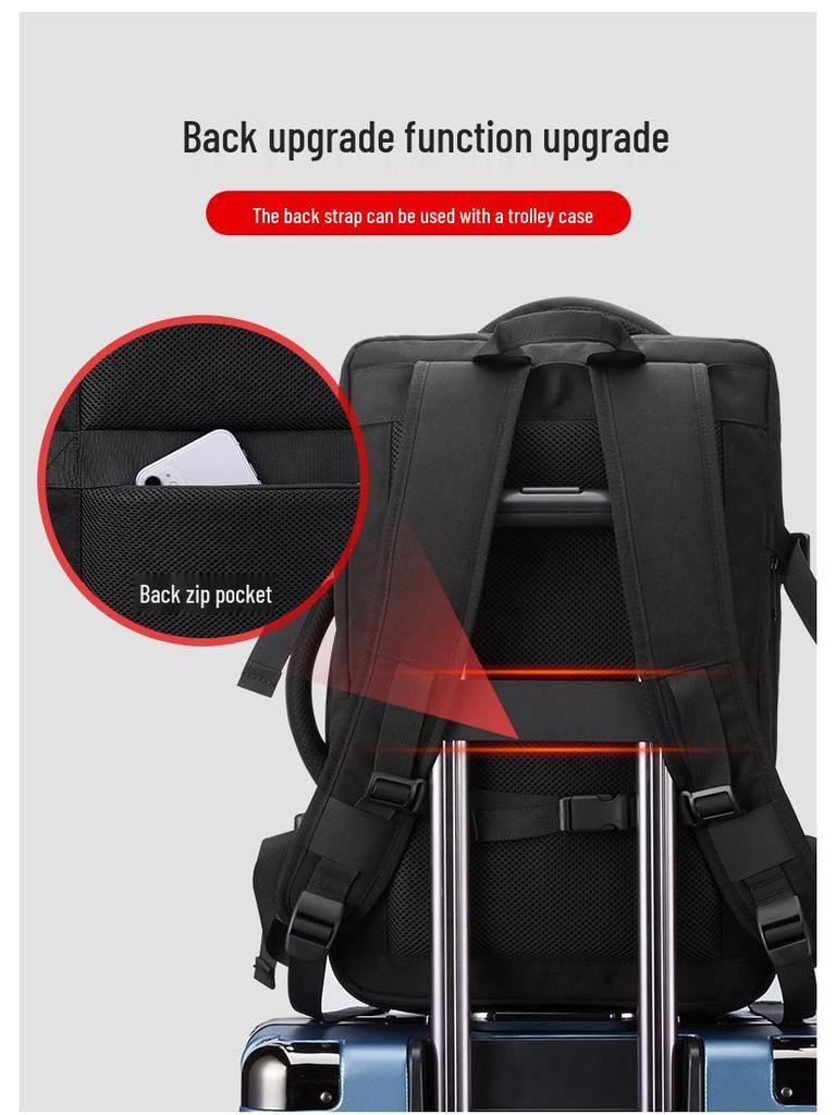 Expandable Cross-Border Travel Backpack with Large Capacity, Wet/Dry Separation and Multi-Functional Design for Business, School, and Travel.