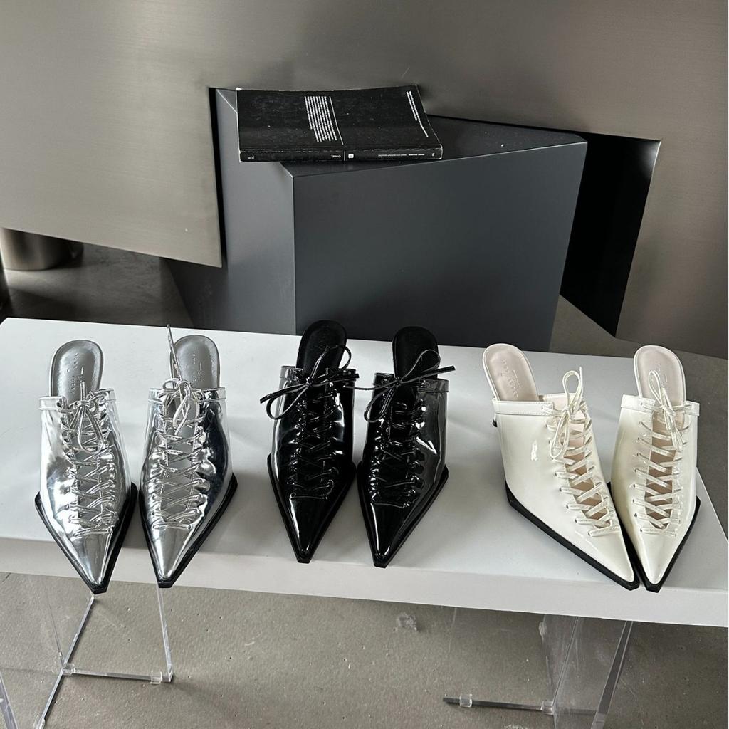 2025 spring and autumn new shoes women's fashion European and American style cross strap pointed women's shoes thin heel single shoes high heel