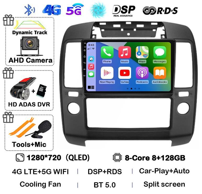 Android 14 Carplay Auto Car Radio For Nissan Navara 3 D40 2004 2005 2006 2007 2008-2010 Multimedia Player GPS 4G WIFI 360 Camera