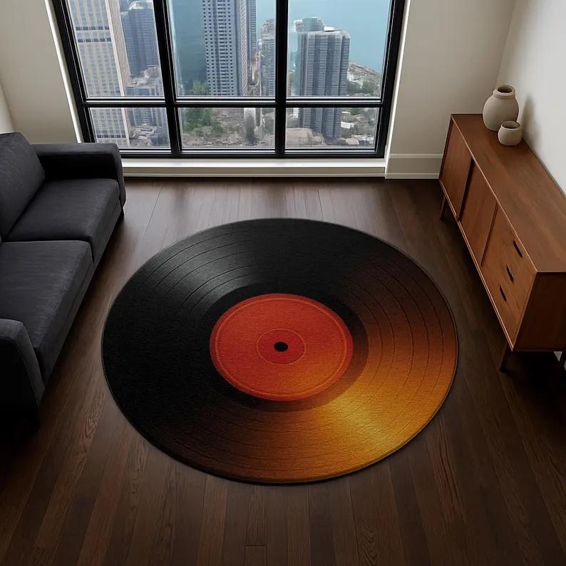 

CD Disc Circular Carpet Retro Music Carpet Shiny Holographic Floor Mat 90s Nostalgic Style Fashionable Interior Design 40x40cm