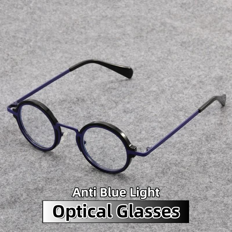 Retro Round Full Frame Optical Eyeglasses for Women and Men HD Clear Lens Anti-Blue Light Exquisite Luxury Designer Eyeglasses